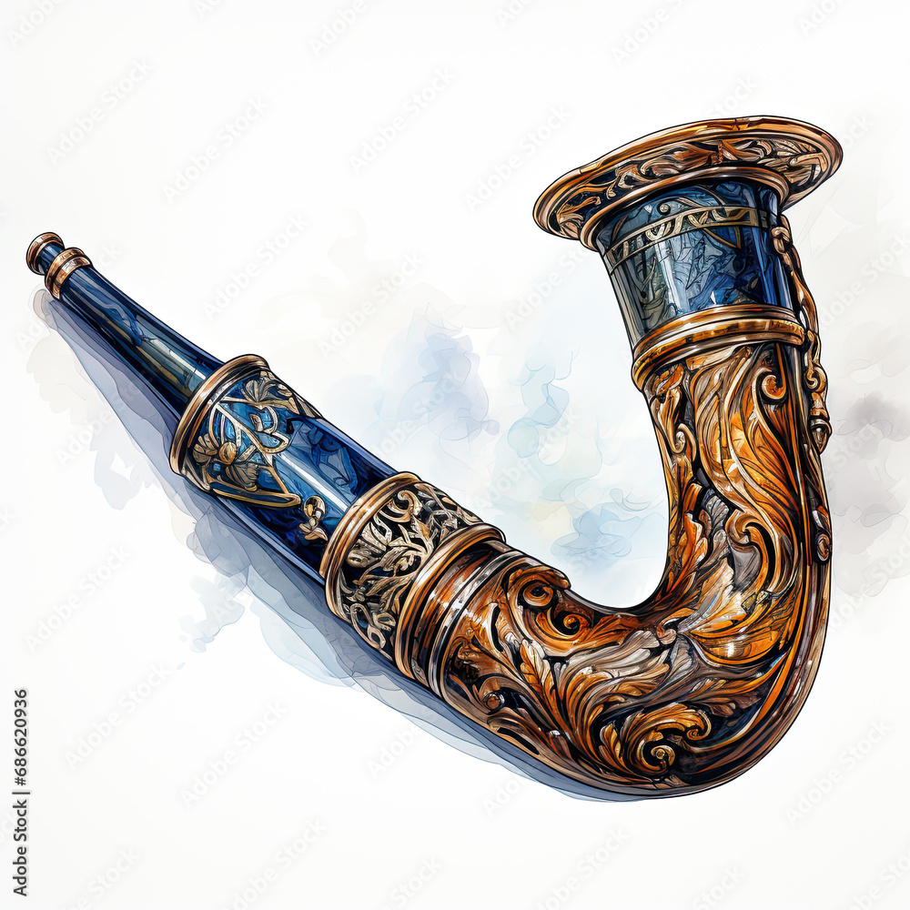 watercolor smoking pipe clipart, Generative Ai