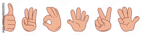Hands vector line icons set. Hand gestures, signals. Editable stroke. Vector Illustration. Vector Graphic. EPS 10