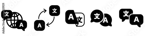 Translator app icon logo. Translate language glossary chinese english bubble phone app symbol vector icon. Vector Illustration. Vector Graphic. EPS 10 photo