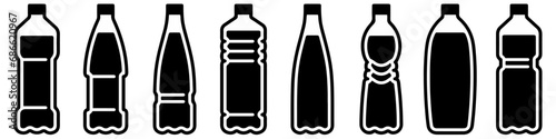 Water bottle set. Plastic bottle collection. Plastic bottle icon symbol sign. Vector illustration. Vector Graphic. EPS 10