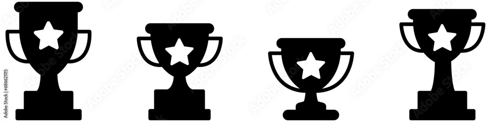 Trophy cup icons set. Flat, silhouette, linear style. Vector Illustration. Vector Graphic. EPS 10 Trophy cup icons set. Flat, silhouette, linear style. Vector Illustration. Vector Graphic. EPS 10