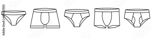 Underpants, underwear vector icon. Underwear trunks, boxer, bikini, lingerie outline icons collection. Underpants icon. Vector Illustration. Vector. Graphic. EPS 10