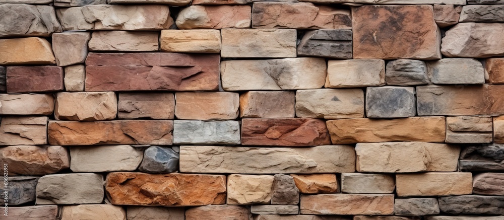 Abstract texture background of brown and gray block wall made of rock and stone Abstract texture background of brown and gray block wall made of rock and stone