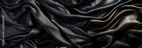 Black Silk Satin Surface Dark Elegant , Banner Image For Website, Background, Desktop Wallpaper