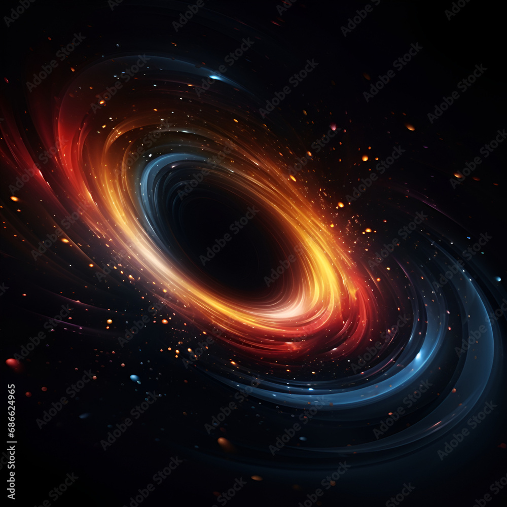 Abstract Space Warp Effect on Black Background.