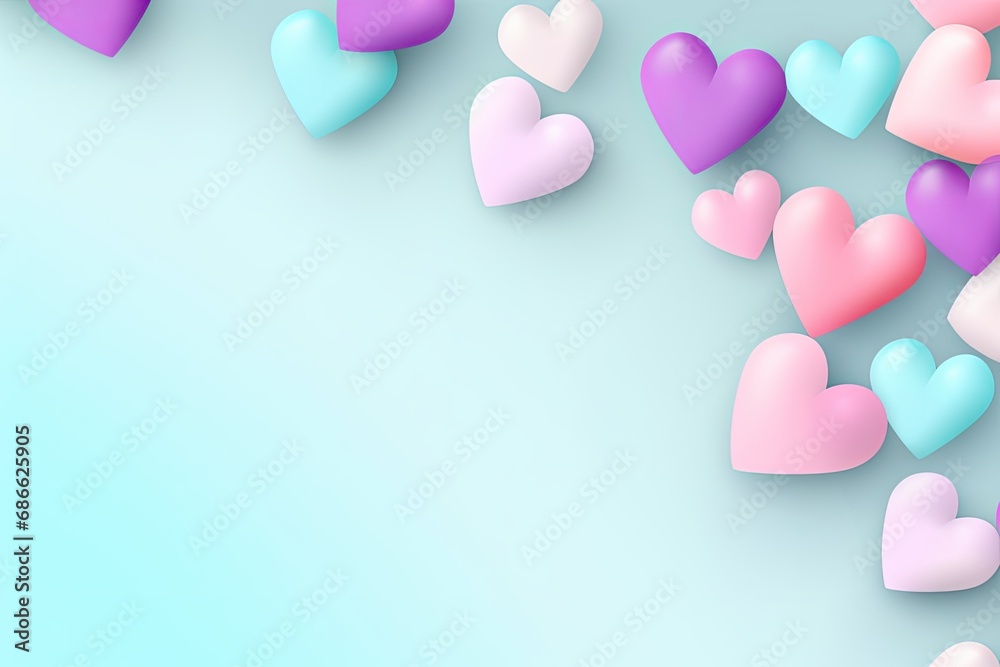 colorful hearts on a heavenly background on Valentine's Day. place for text