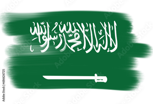 saudi arabia flag with paint strokes