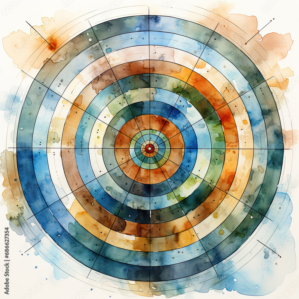 watercolor target goal clipart, Generative Ai