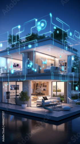 Smart home of future with multiple interconnected systems technology and automation © Marcelo