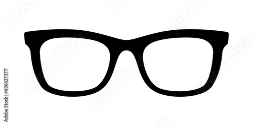 Glasses icon. Black silhouette on white background.