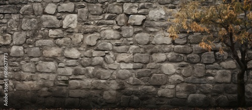 A weathered stone barrier