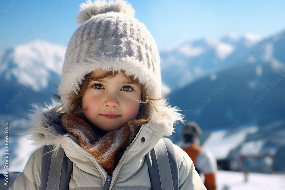 child girl on ski resort child girl on ski resort