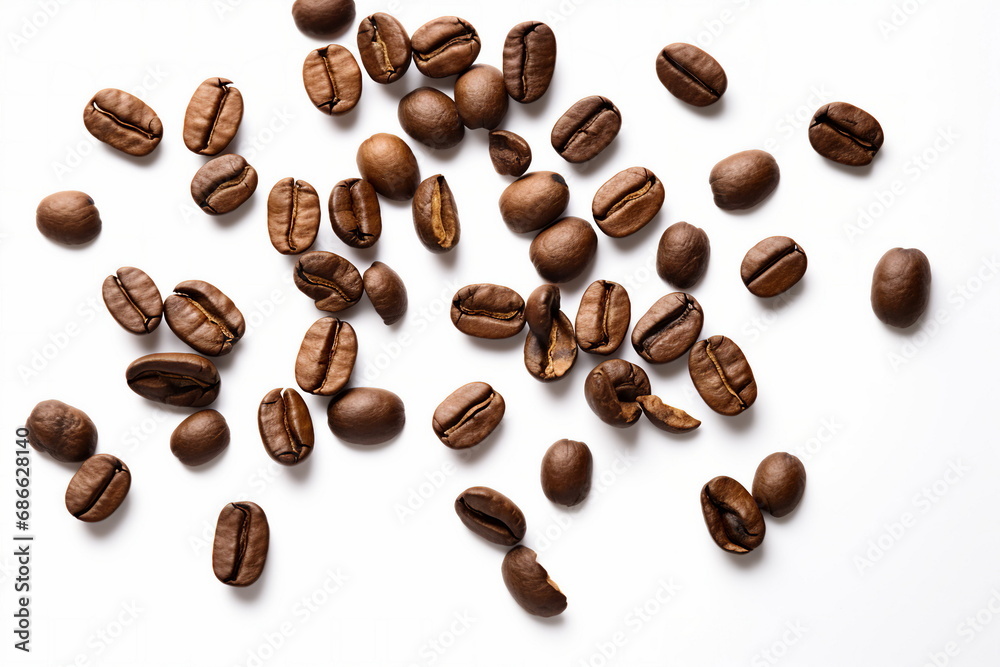Naklejka premium coffee beans on white background
