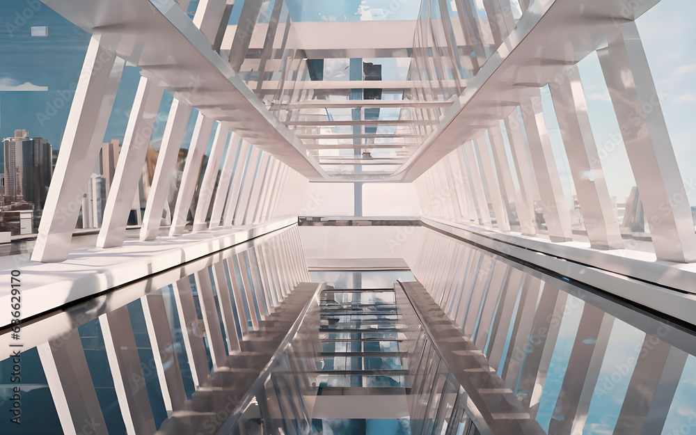 Fototapeta premium Glass Building Architecture, Reflection Glass View