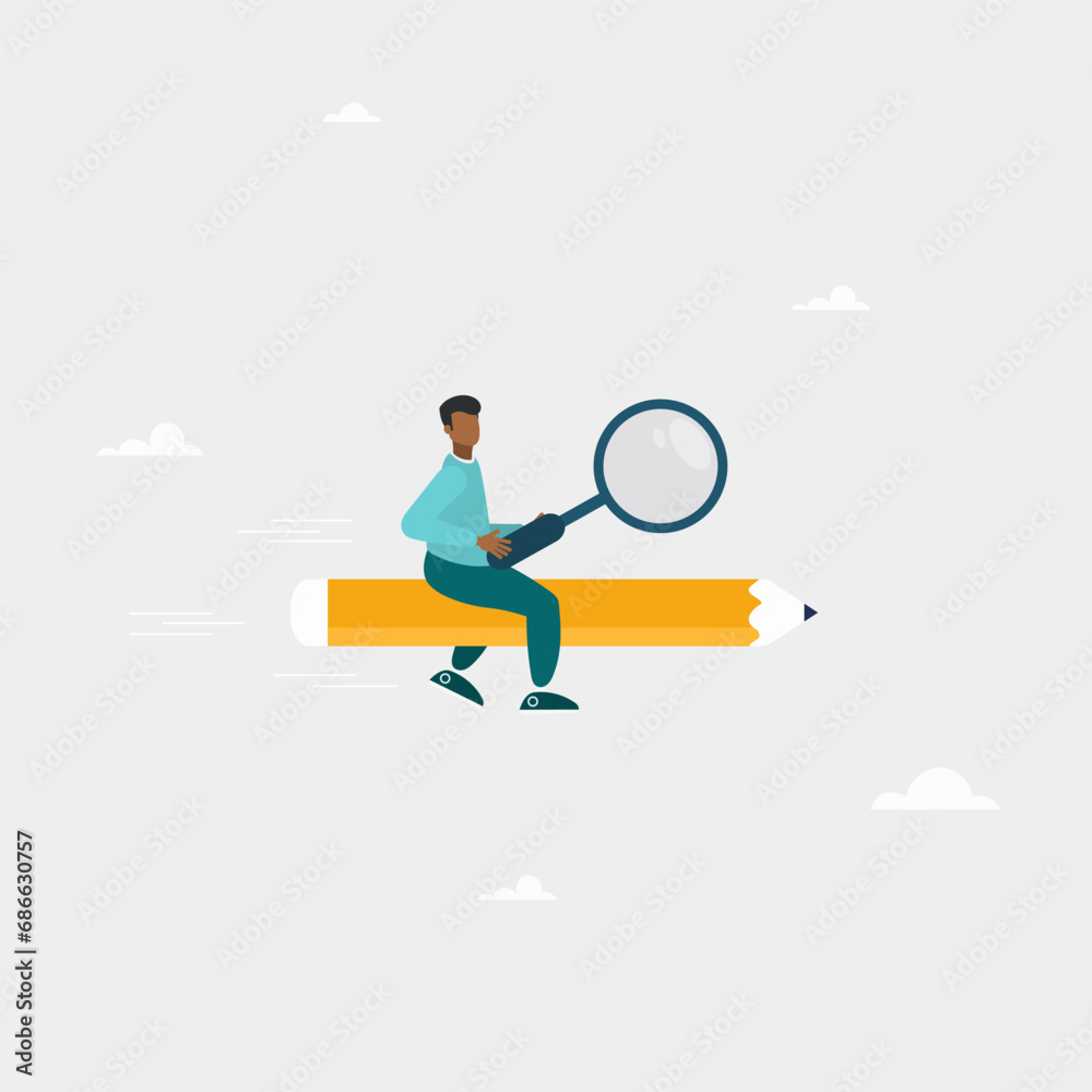 Concept of business creativity or imagination, improvement, creative freedom. A guy flying on a pencil rocket looking for new ideas.
Concept of business creativity or imagination, improvement, creative freedom. A guy flying on a pencil rocket looking for new ideas.