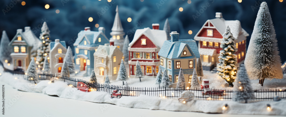 Cute Christmas Village in the Snow