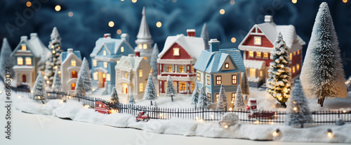 Cute Christmas Village in the Snow © Cybonix