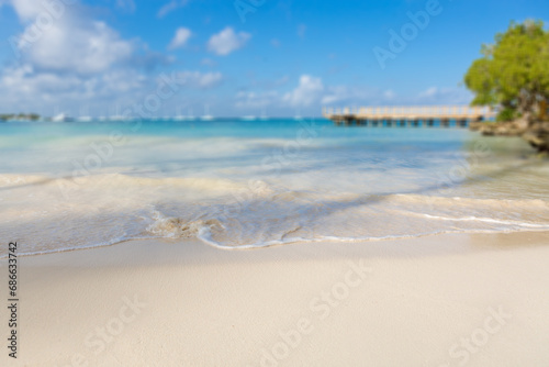 Nature landscape view of beautiful tropical beach and sea in sunny day.