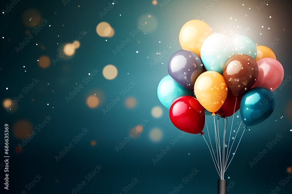 balloons on the sky blue background, birthday party balloons on the sky blue background, birthday party