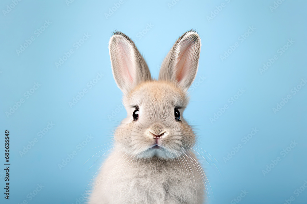 Studio portrait of cute rabbit with light and pastel background, happy bunny running on floor, adorable fluffy rabbit that sniffing. Studio portrait of cute rabbit with light and pastel background, happy bunny running on floor, adorable fluffy rabbit that sniffing.