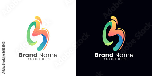 Creative letter B 3d color full abstract logo design