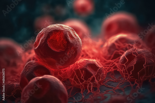 leukocytes attacking a cancer cell, photo
