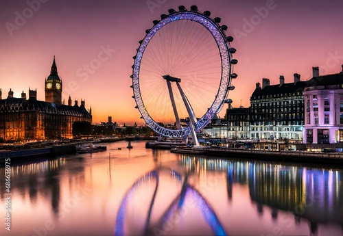 Luminous London Eye: Twilight's Reflections on the River