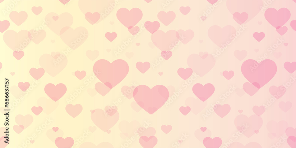 Seamless color gradient pattern of hearts. Illustration for banners, posters, textures, textiles and simple backgrounds