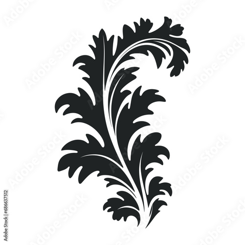 Acanthus Vector black silhouette, Decorative Ornament element silhouette. © tuliart24