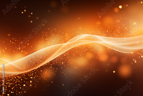 golden glowing particle wave abstract background, bokeh, blur effect