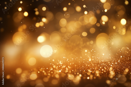 golden glowing particle abstract background, bokeh, blur effect