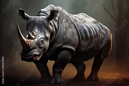 Rhino Rhinoceros   Dangerous Big Horn Facea animal mammal