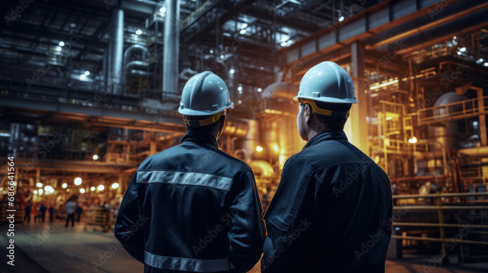 Engineers talking at industrial site Engineers talking at industrial site