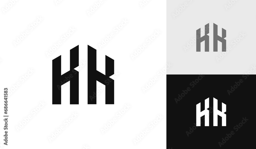 Letter KK initial with house shape logo design