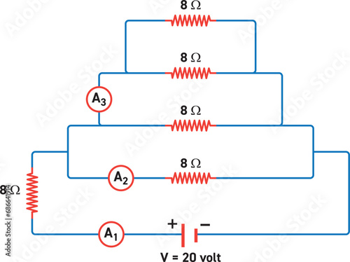 Ammeter current rating, conductor wires and resistors photo