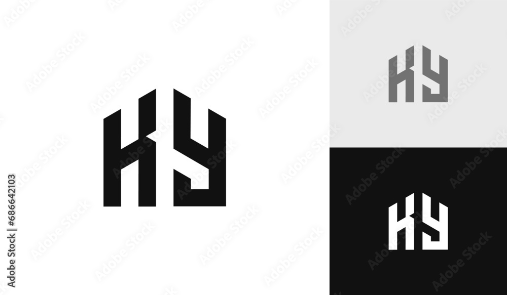 Letter KY initial with house shape logo design Letter KY initial with house shape logo design