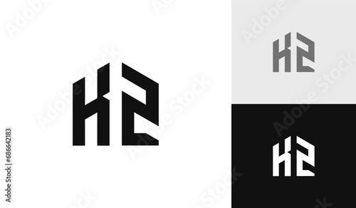 Letter K2 initial with house shape logo design