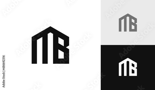 Letter MB initial with house shape logo design