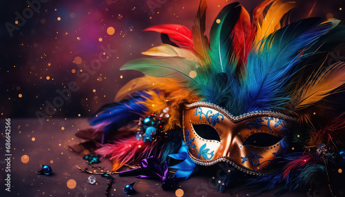 Colored Masquerade Mask, concept carnival © yurakrasil