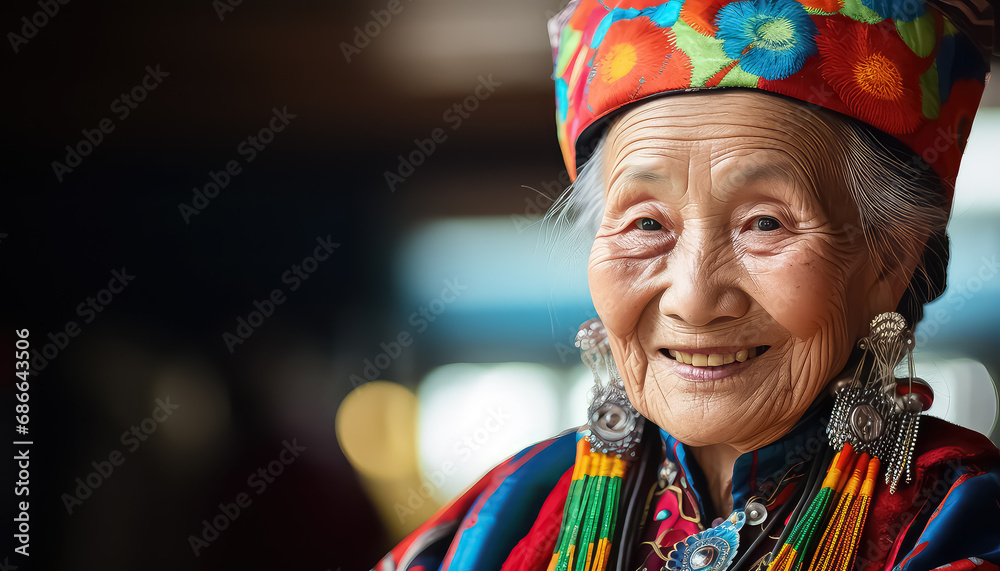 Chinese old woman in traditional costume Stock Photo | Adobe Stock