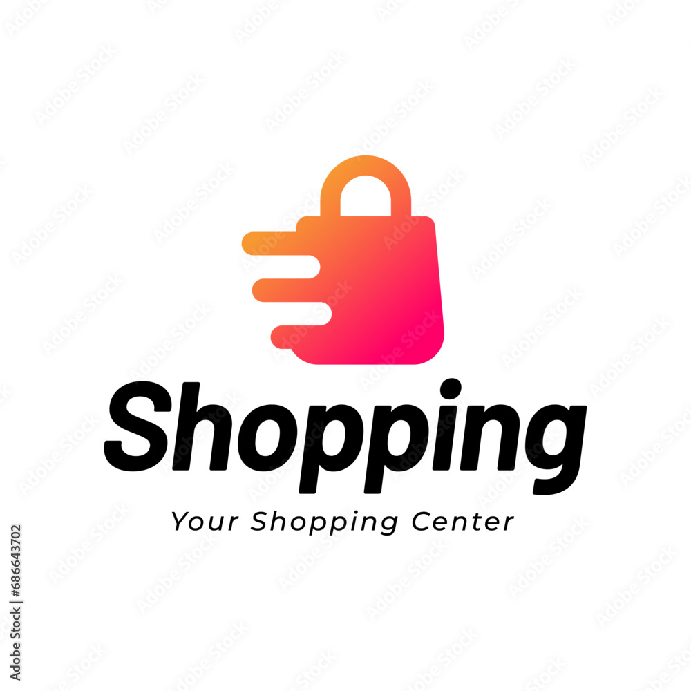 Shopping bag logo. Online shop logo template isolated on white background Shopping bag logo. Online shop logo template isolated on white background