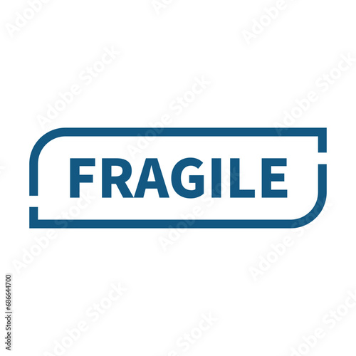 Fragile Stamp In Blue Rectangle Line Shape For Information Sign Tag
