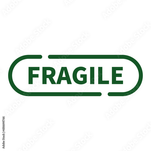 Fragile Stamp In Green Rounded Rectangle Line Shape For Information Sign Tag
