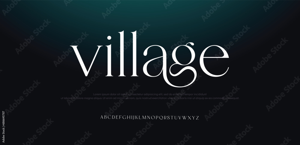 Village Elegant alphabet letters font and number. Typography Luxury classic lettering serif fonts decorative wedding vintage retro concept. vector illustration - obrazy, fototapety, plakaty 