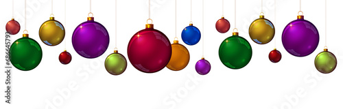 Colorful Christmas balls isolated on white background.