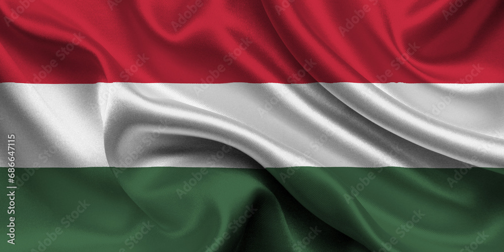 High detailed flag of Hungary. National Hungary flag. Europe. 3D illustration.