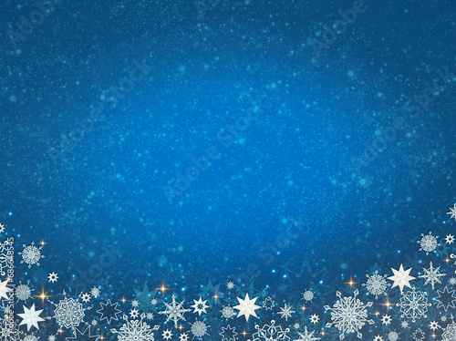 Winter Christmas background with white falling Snow .
