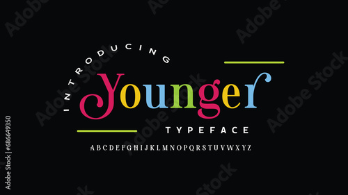 Younger, luxury modern font alphabetical vector set photo