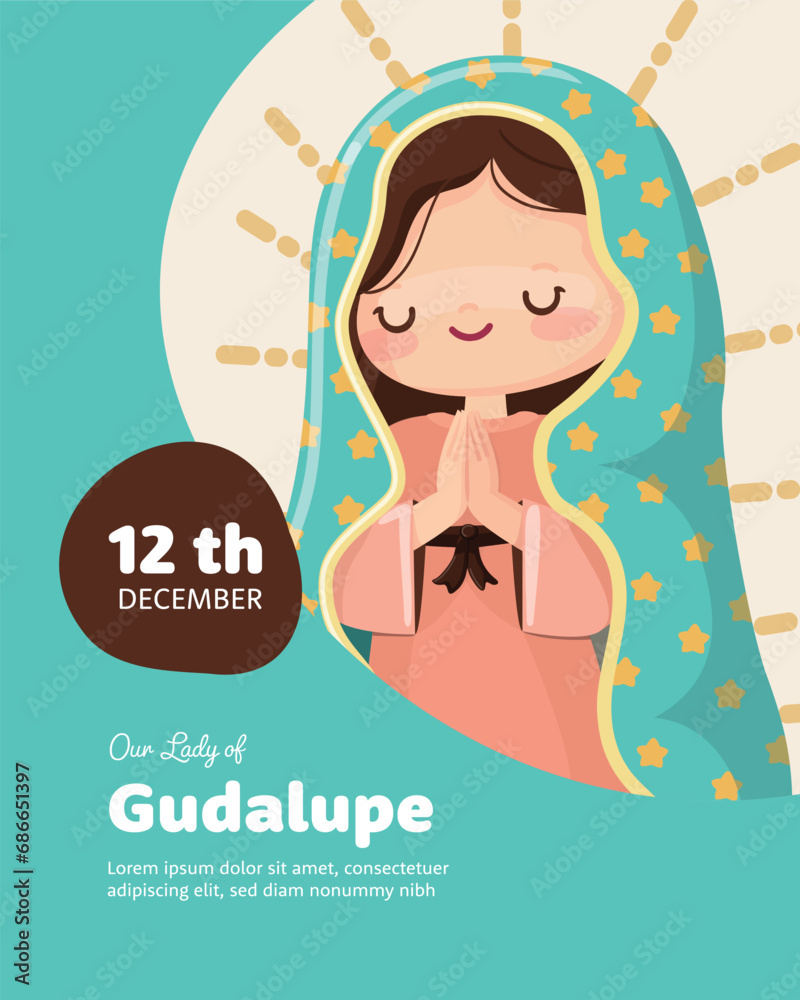 Our Lady of Guadalupe feast day. Kawaii style vector illustration Our Lady of Guadalupe feast day. Kawaii style vector illustration