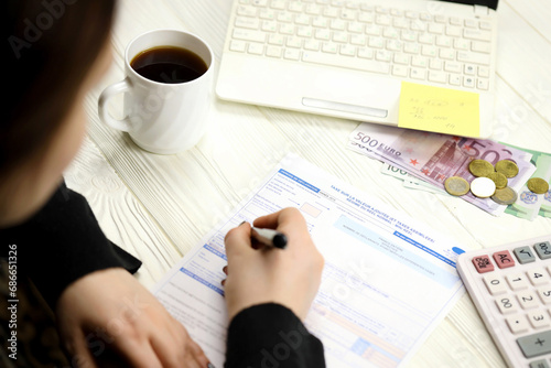 Accountant fill french tax form 10963 Value added tax and similar taxes in end of tax period. Taxation and paperwork routine in France